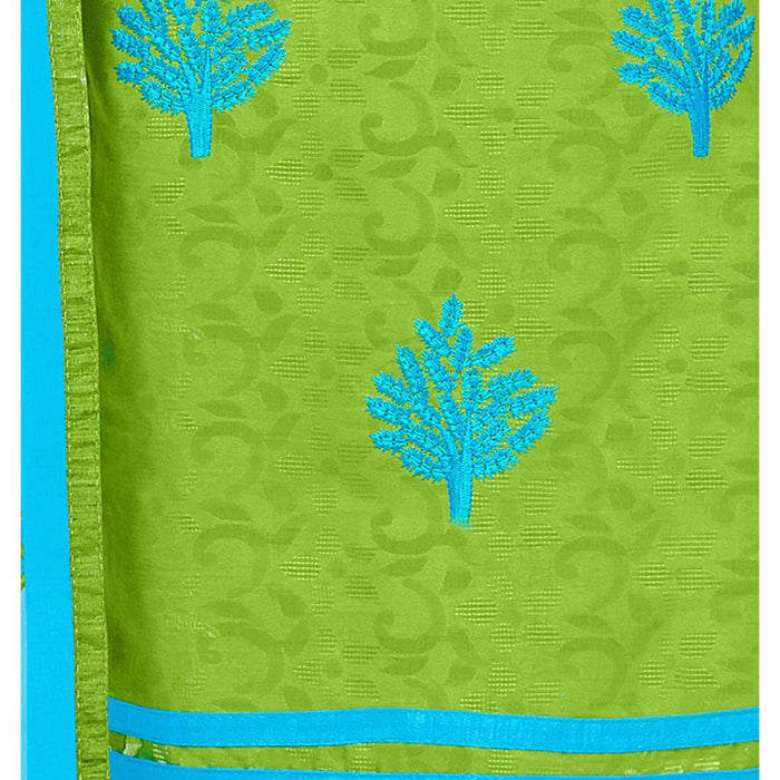 Cotton Jacquard Fabric Green Color Dress Material only in Bigswipe