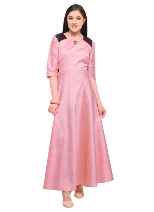 Pink Color Plain Poly Silk (Two Tone Silk) Kurti only in Bigswipe