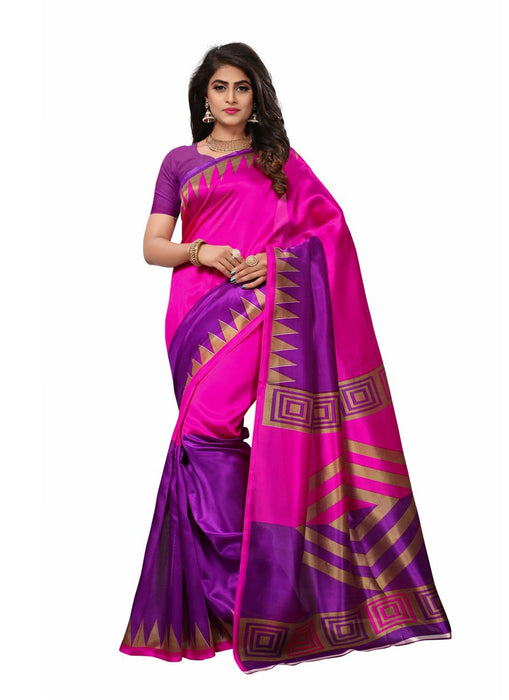 Pink, Purple Color  Poly Silk Saree only in Bigswipe