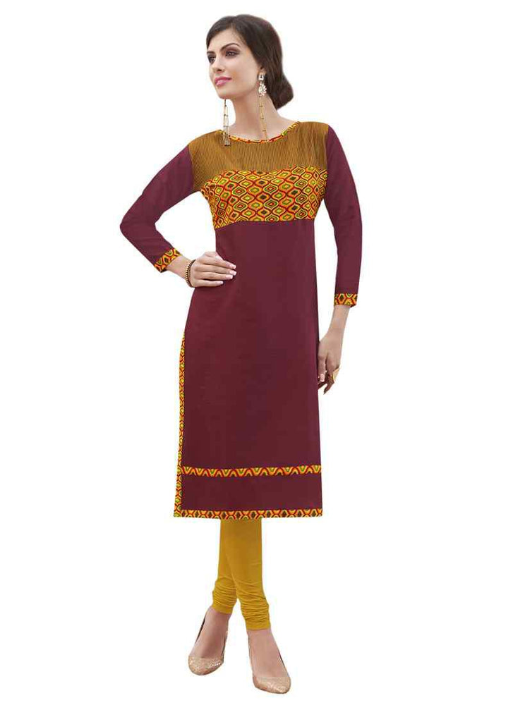 Maroon Color N/A Cotton Kurti only in Bigswipe