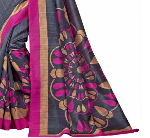 Printed Bhagalpuri Art Silk Navy Blue with Multicolor Saree only in Bigswipe