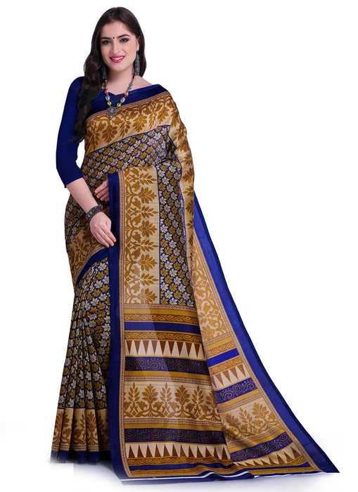 Navy Blue, Beige, Multi Color  Poly Silk Saree only in Bigswipe