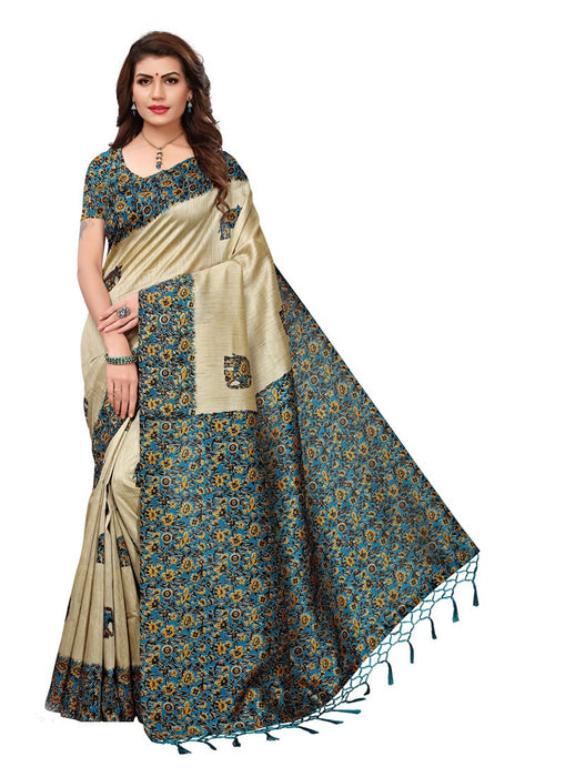 Beige, Blue, Multi Color  Art Silk Saree only in Bigswipe