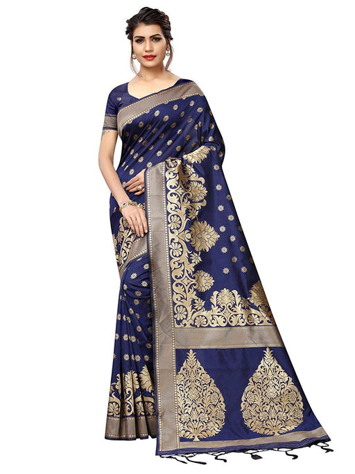 Navy Blue Color Poly Silk Saree only in Bigswipe