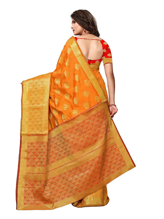 Orange Color Poly Silk Saree only in Bigswipe