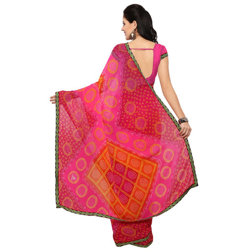 Georgette Fabric Pink Color Saree with Blouse only in Bigswipe