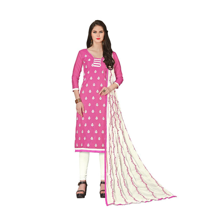 Chanderi Fabric Light Pink Color Dress Material only in Bigswipe