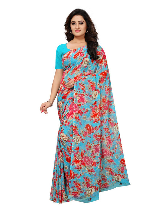 Blue, Multi Color  Chiffon Saree only in Bigswipe