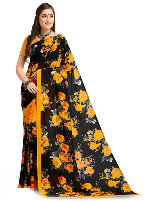 Black, Yellow Color  Georgette Saree only in Bigswipe