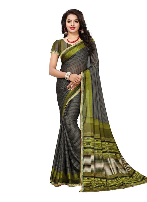 Grey, Green Color  Georgette Saree only in Bigswipe