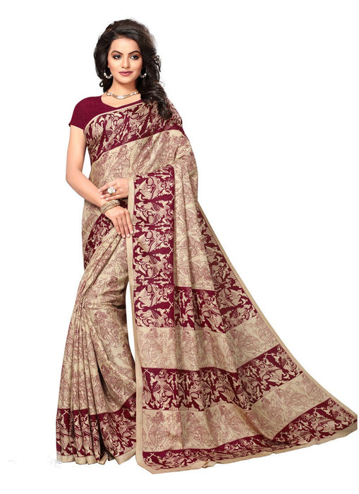 Beige, Maroon Color  Art Silk Saree only in Bigswipe