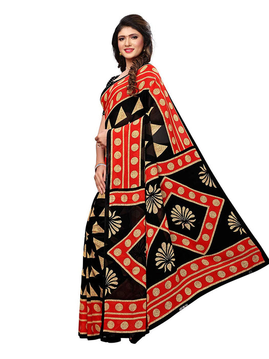 Black, Beige, Red Color Georgette Saree only in Bigswipe