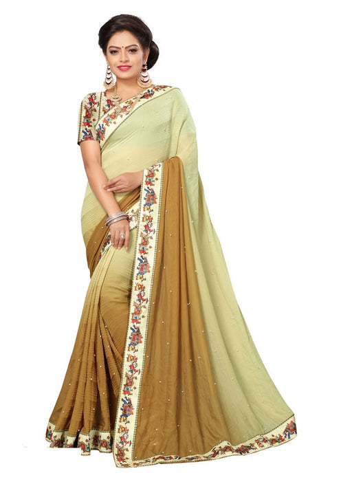 Green, Olive Green Color Georgette Saree only in Bigswipe