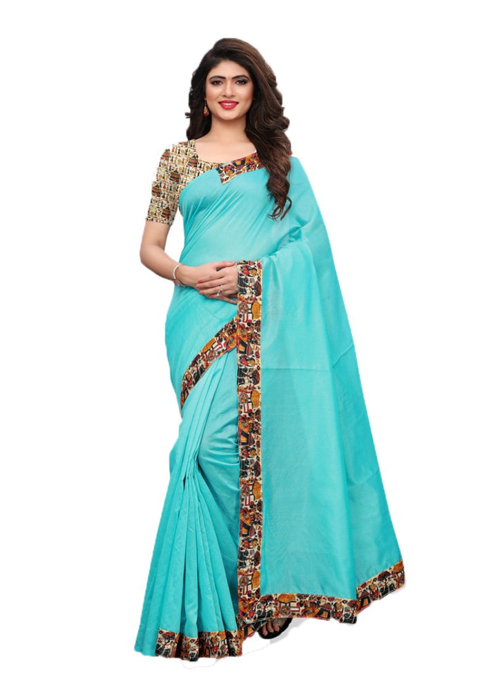 Blue Color Chanderi Silk Printed Work Saree only in Bigswipe