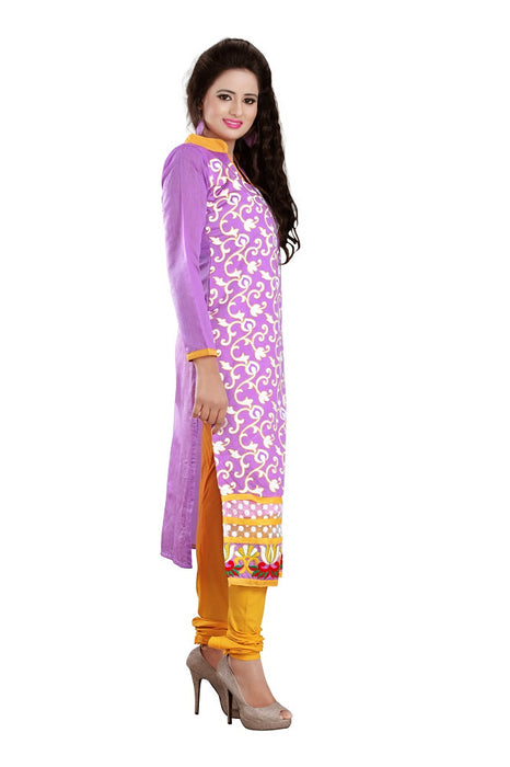 Womens Designer Purple Chanderi Partywear Salwar Suit Dress Material For Womens