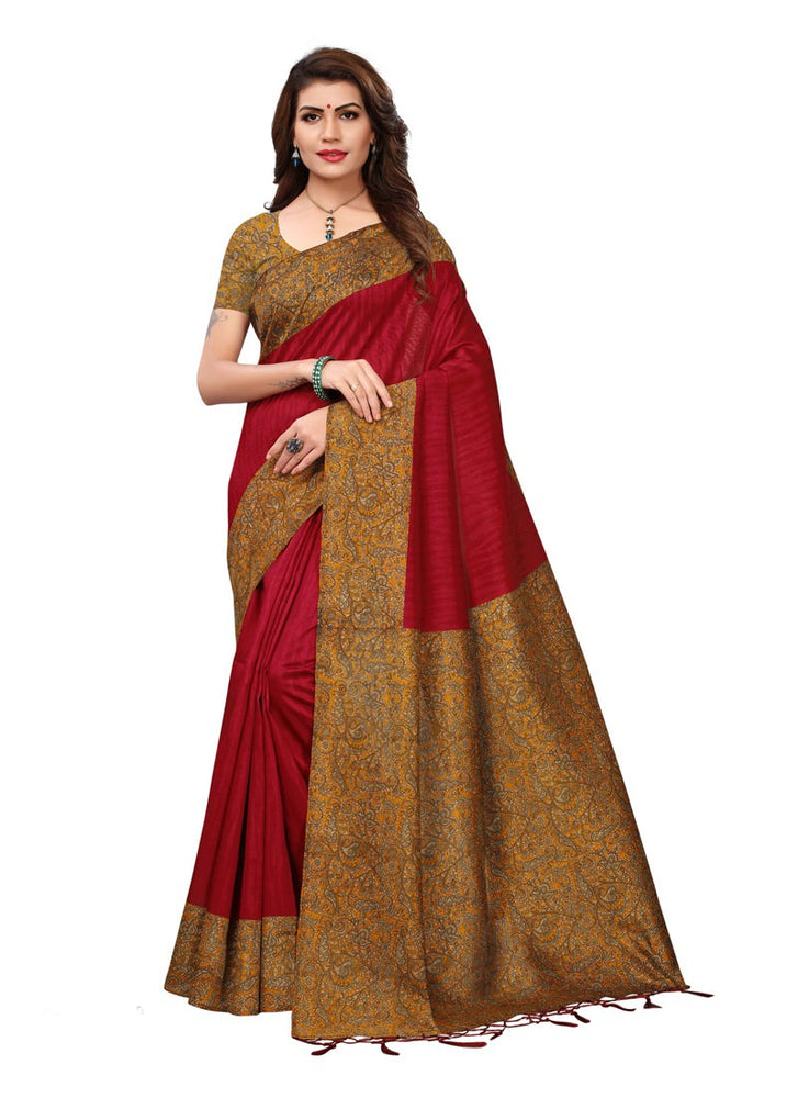 Maroon, Multi Color  Art Silk Saree only in Bigswipe