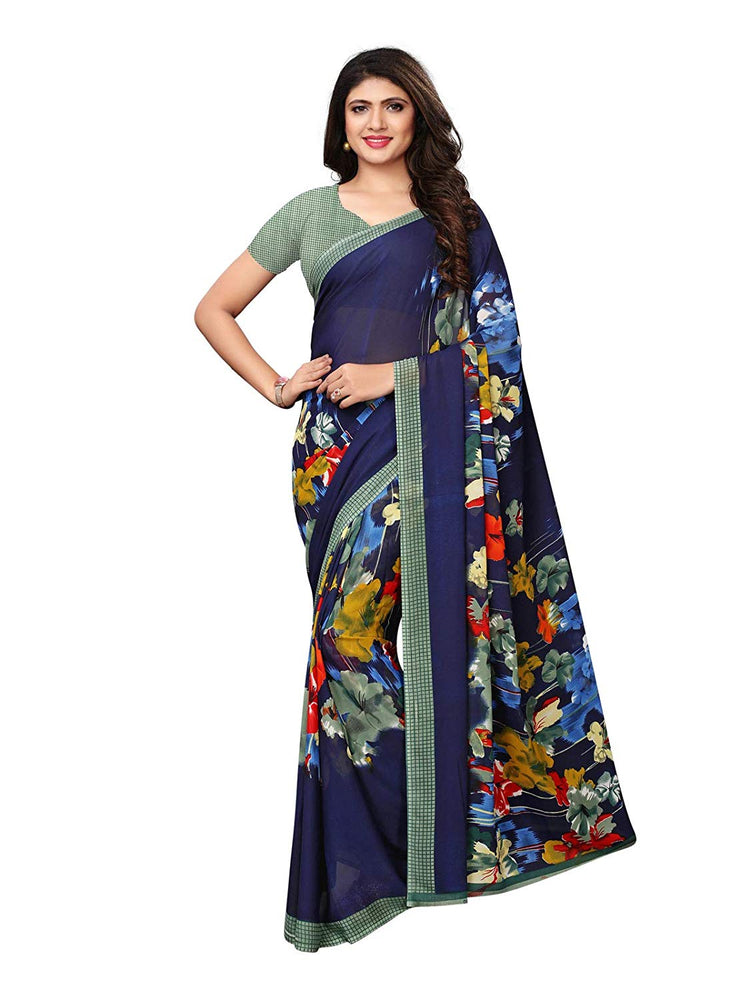 Navy Blue, Multi Color Georgette Saree only in Bigswipe