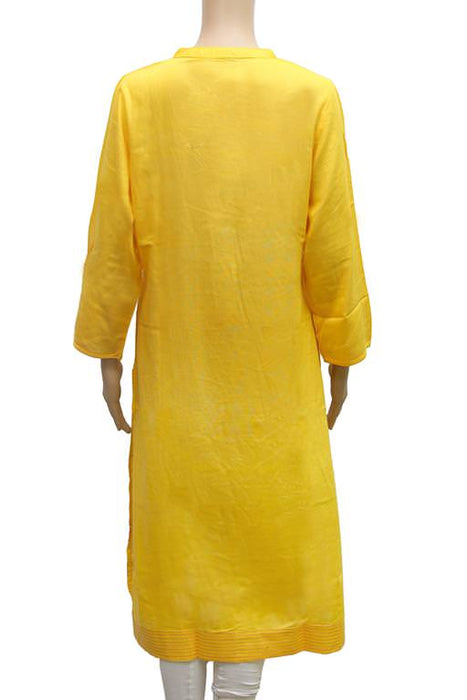 Women’s Solid Lemon Yellow Front Buttoned Formal Kurti