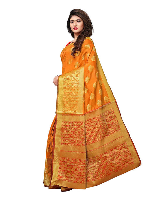 Orange Color Poly Silk Saree only in Bigswipe