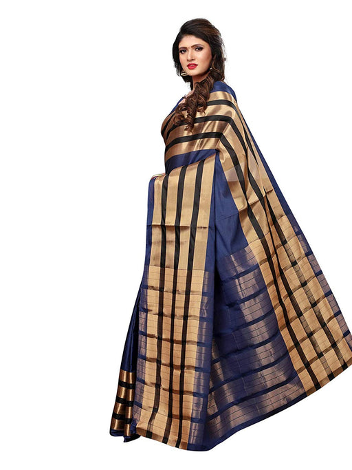 Navy Blue, Black Color Poly Silk Saree only in Bigswipe