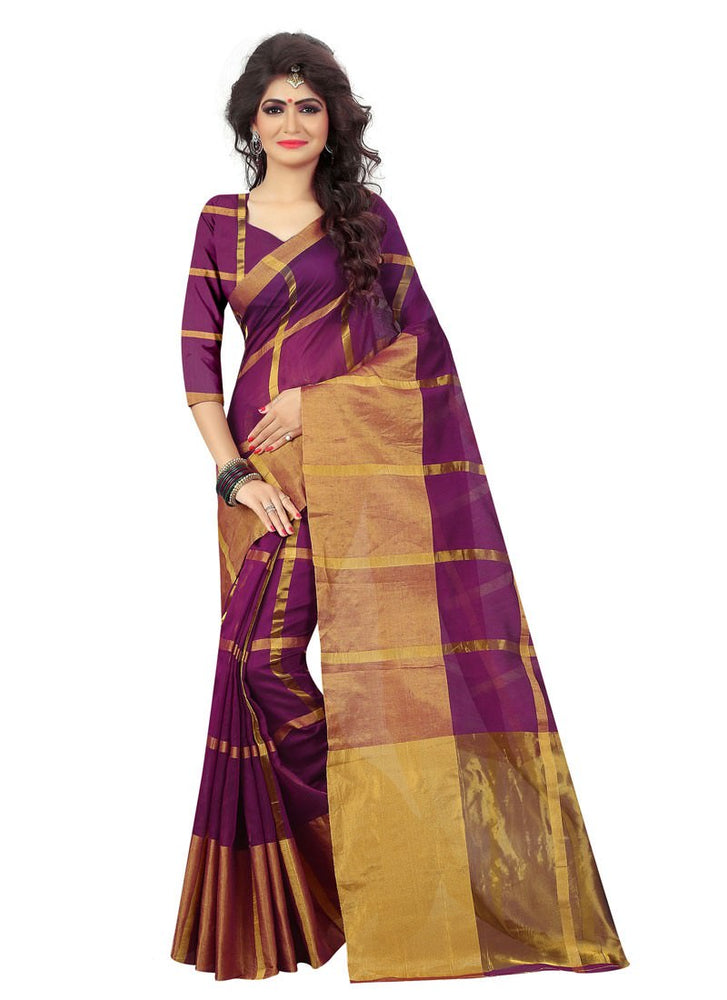 Maroon, Golden Color Chanderi Silk Saree only in Bigswipe