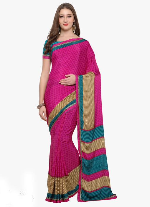 Pink, Multi Color Crepe Saree only in Bigswipe