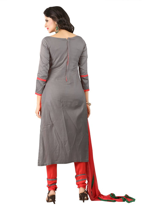 Womens Designer Grey Cotton Partywear Salwar Suit Dress Material For Womens