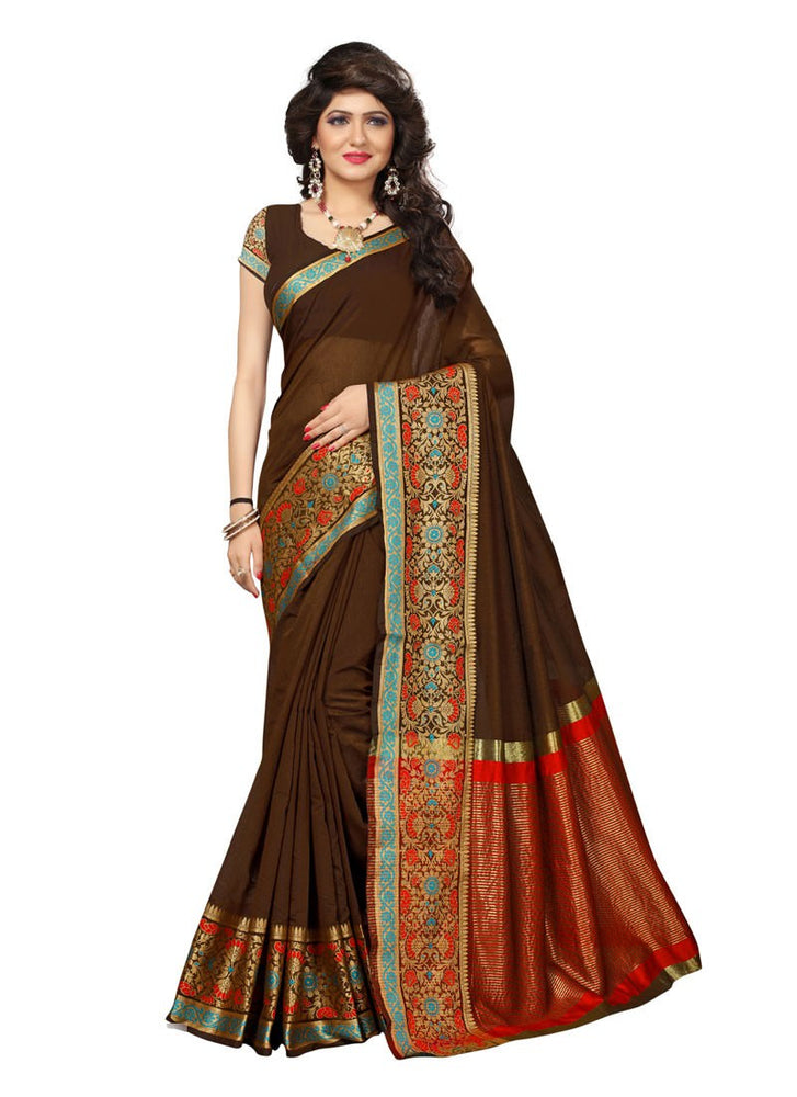 Brown Color  Chanderi Silk Saree only in Bigswipe