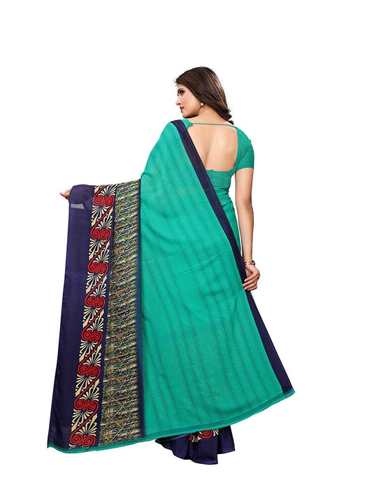 Turquoise, Multi Color Georgette Saree