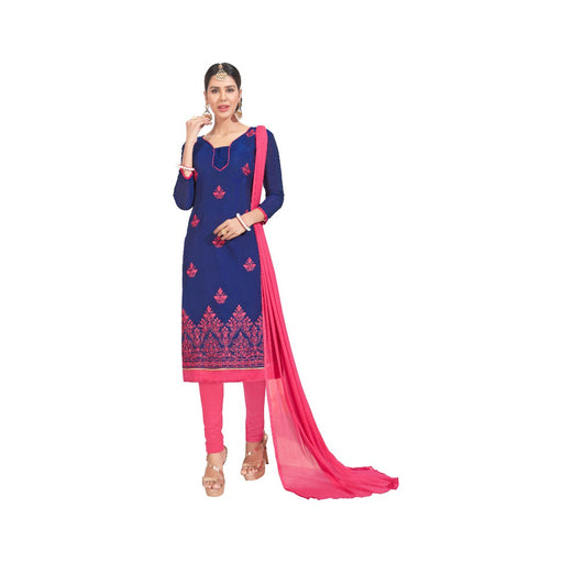 Chanderi Fabric Blue Color Dress Material only in Bigswipe