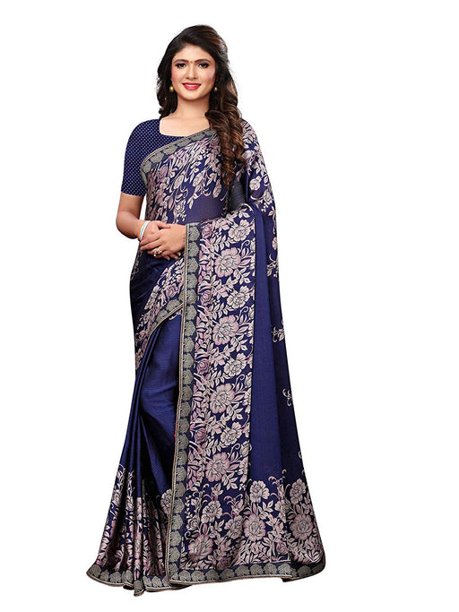 Navy Blue, Violet Color Crepe Georgette Saree only in Bigswipe