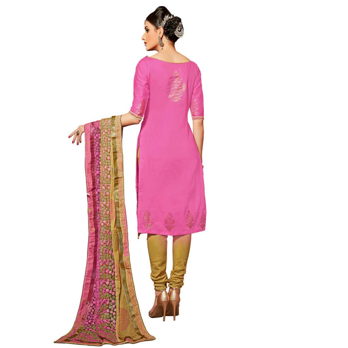 Glaze Cotton Fabric Pink Color Dress Material only in Bigswipe