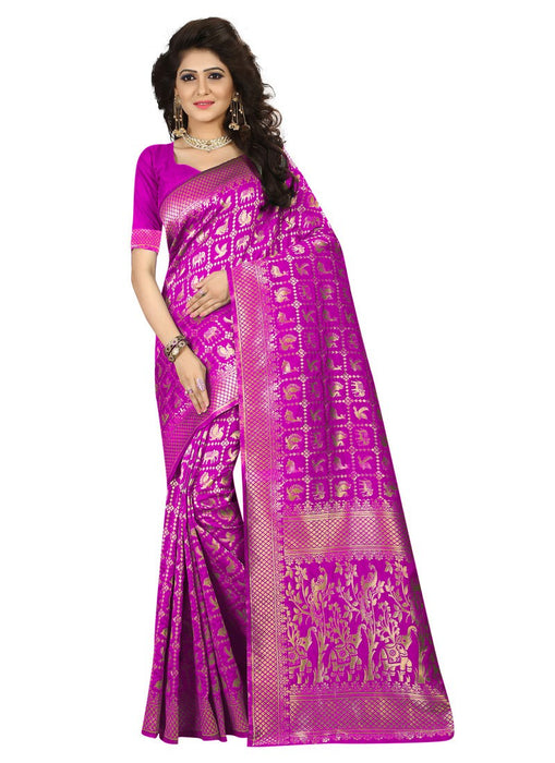 Magenta Color  Poly Silk Saree only in Bigswipe