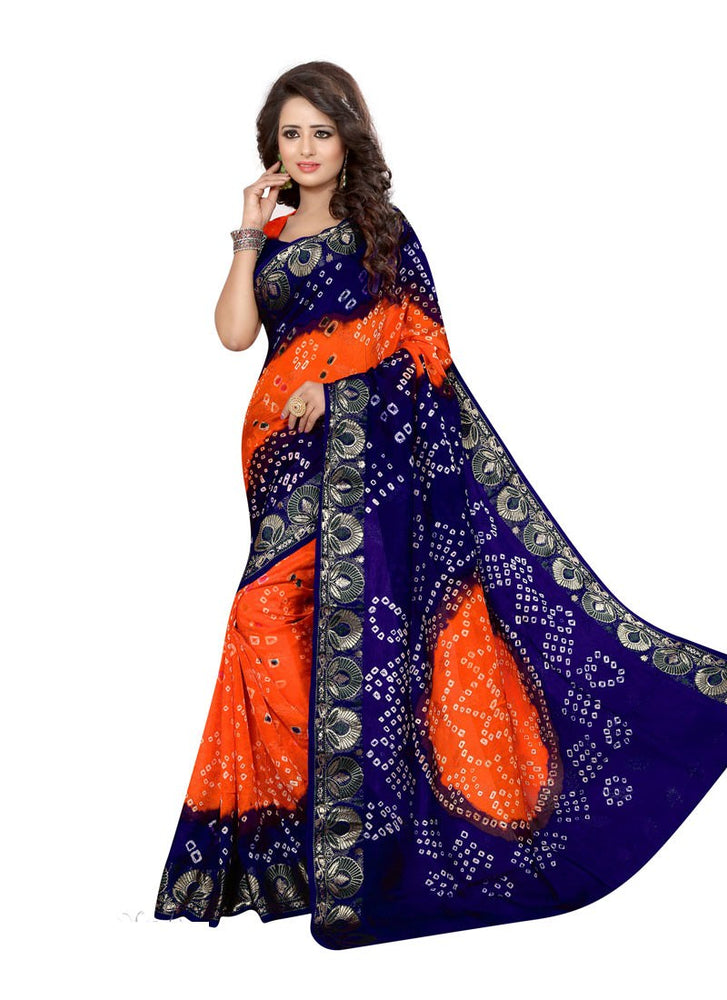 Blue,Orange Color Art Silk Saree only in Bigswipe