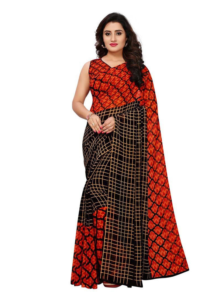 Brown, Orange,  Multi Color  Georgette Saree only in Bigswipe