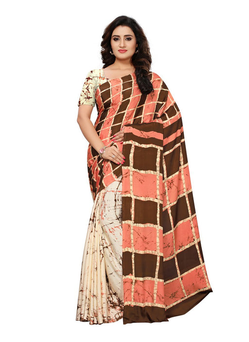 Off White,Multi Color  Crepe Saree only in Bigswipe