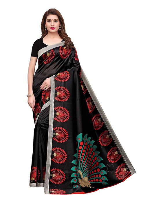 Black, Multi Color Poly Silk Saree only in Bigswipe