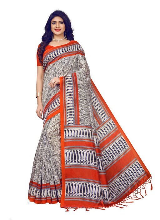 Beige, Orange Color  Poly Silk Saree only in Bigswipe