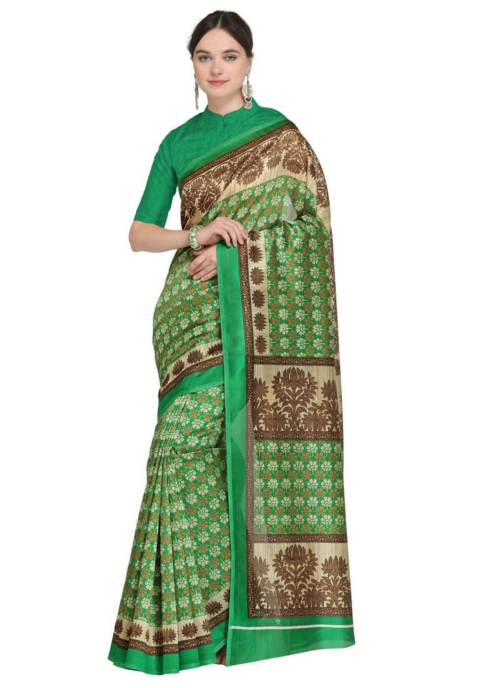 Green, Beige, Multi Color  Poly Silk Saree only in Bigswipe