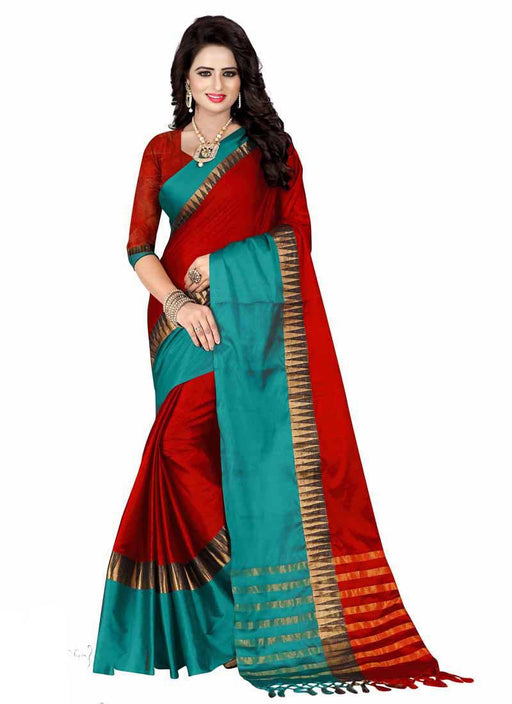 Maroon,Green Color Poly Silk Saree only in Bigswipe