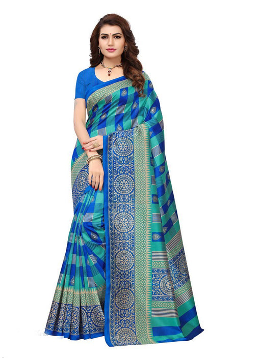 Blue, Turquoise Color  Poly Silk Saree only in Bigswipe