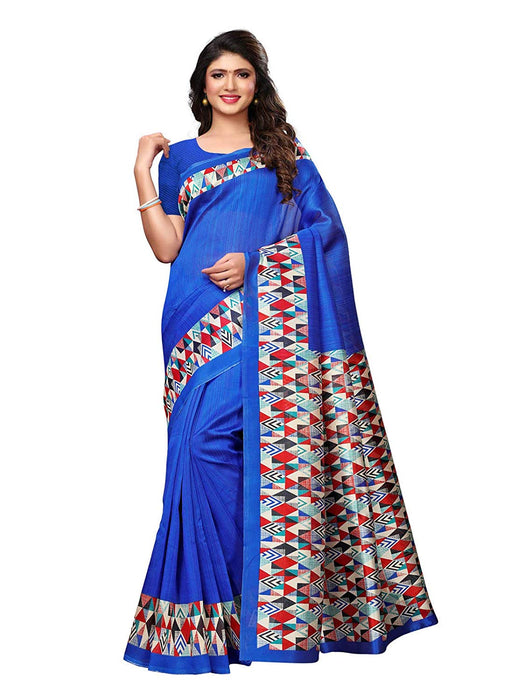 Blue, Multi Color Poly Silk Saree only in Bigswipe