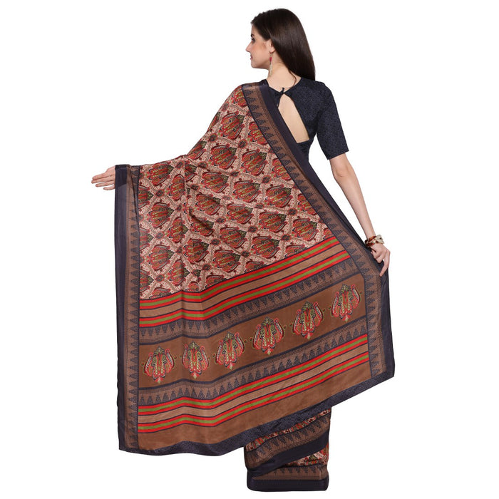 Crepe Fabric Multi Color Saree with Blouse only in Bigswipe