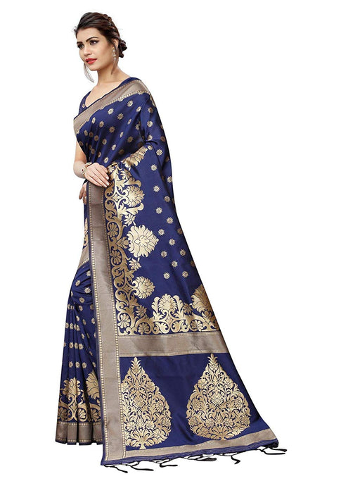 Navy Blue Color Poly Silk Saree only in Bigswipe