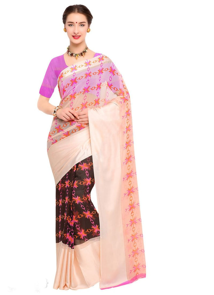 Brown, Cream, Multi Color Georgette Saree only in Bigswipe