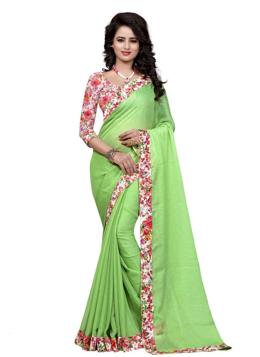 Pista Green Color Georgette Chiffon Saree only in Bigswipe