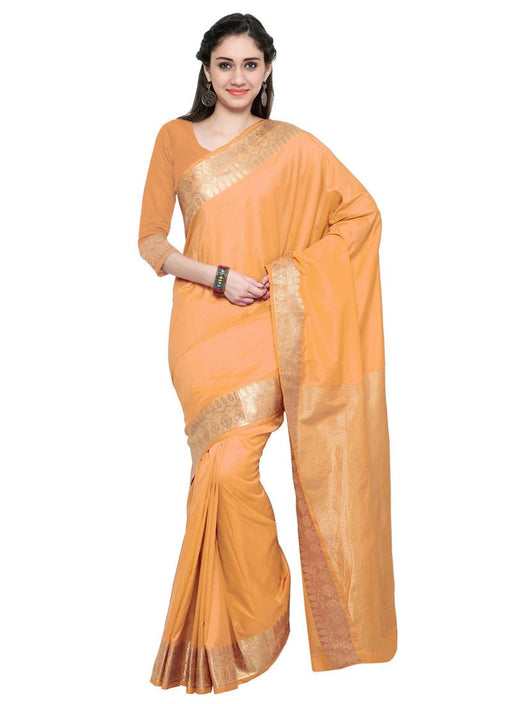 Orange Color Chanderi Cotton Saree only in Bigswipe