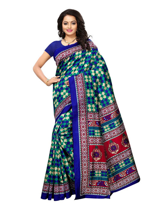 Blue, Multi Color  Poly Silk Saree only in Bigswipe