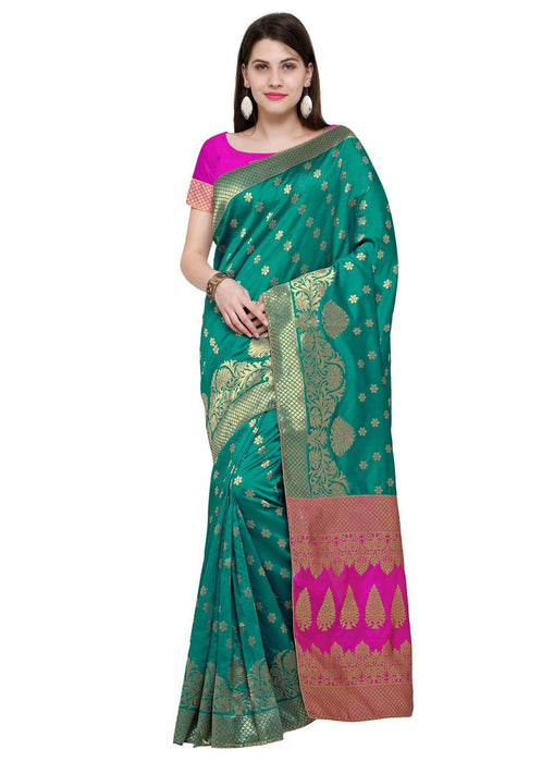 Green Color Poly Silk Saree only in Bigswipe