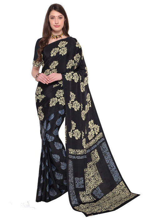 Black, Beige, Blue Color Crepe Saree only in Bigswipe